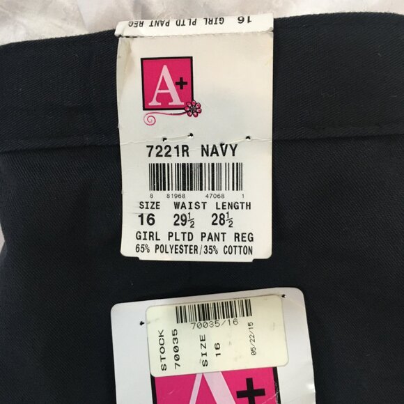 School Apparel Size 16 Girls 7221R Navy Blue Dress Pants School Adjustable New - Picture 3 of 13